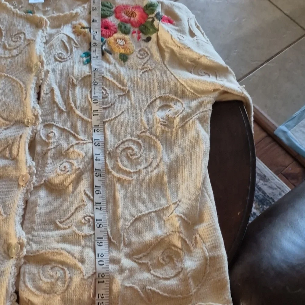 ColdwaterCreek:Vintage 1990s Beautiful Floral Embroidered Cardigan (1680A) Sz.L. - Picture 13 of 16